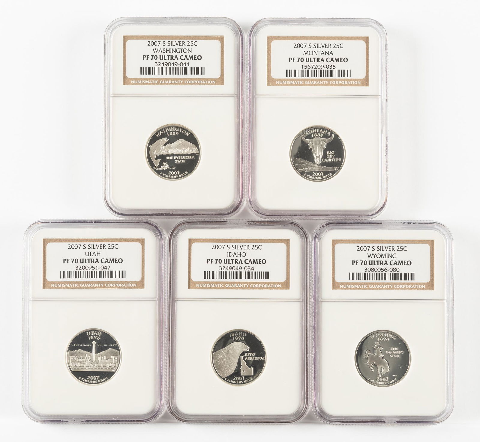 5 Silver 2007-S State Quarters NGC PF70 UC (1 of 2)