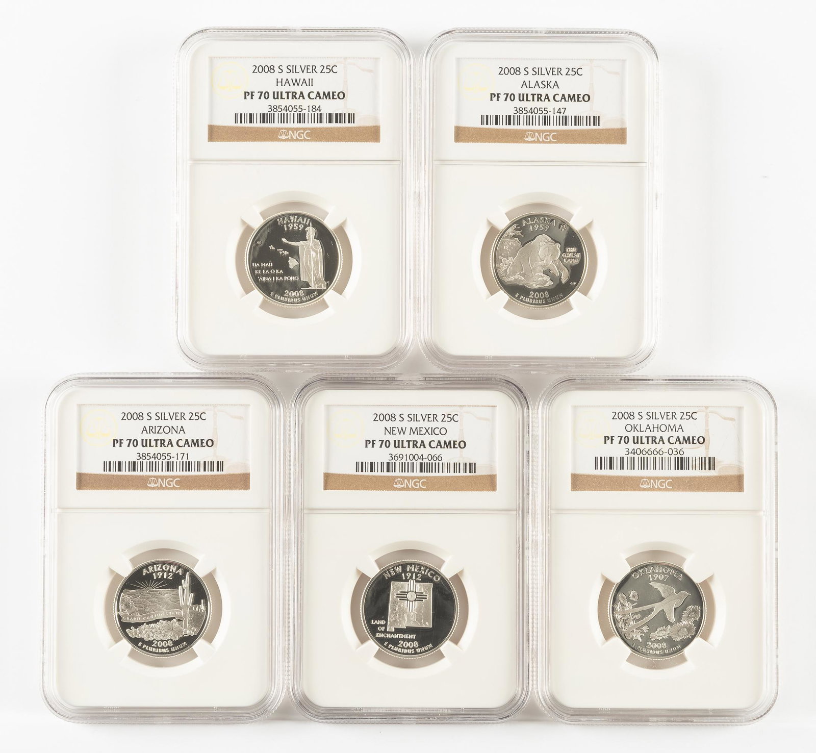 5 Silver 2008-S State Quarters NGC PF70 UC (1 of 2)