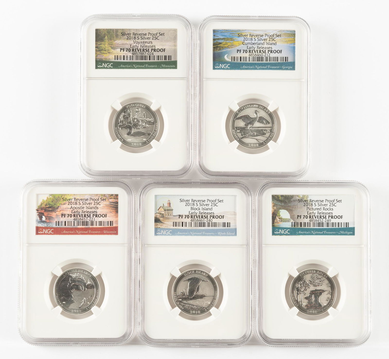 5 Silver 2018-S Quarters NGC ER PF70 Reverse Proof (1 of 2)