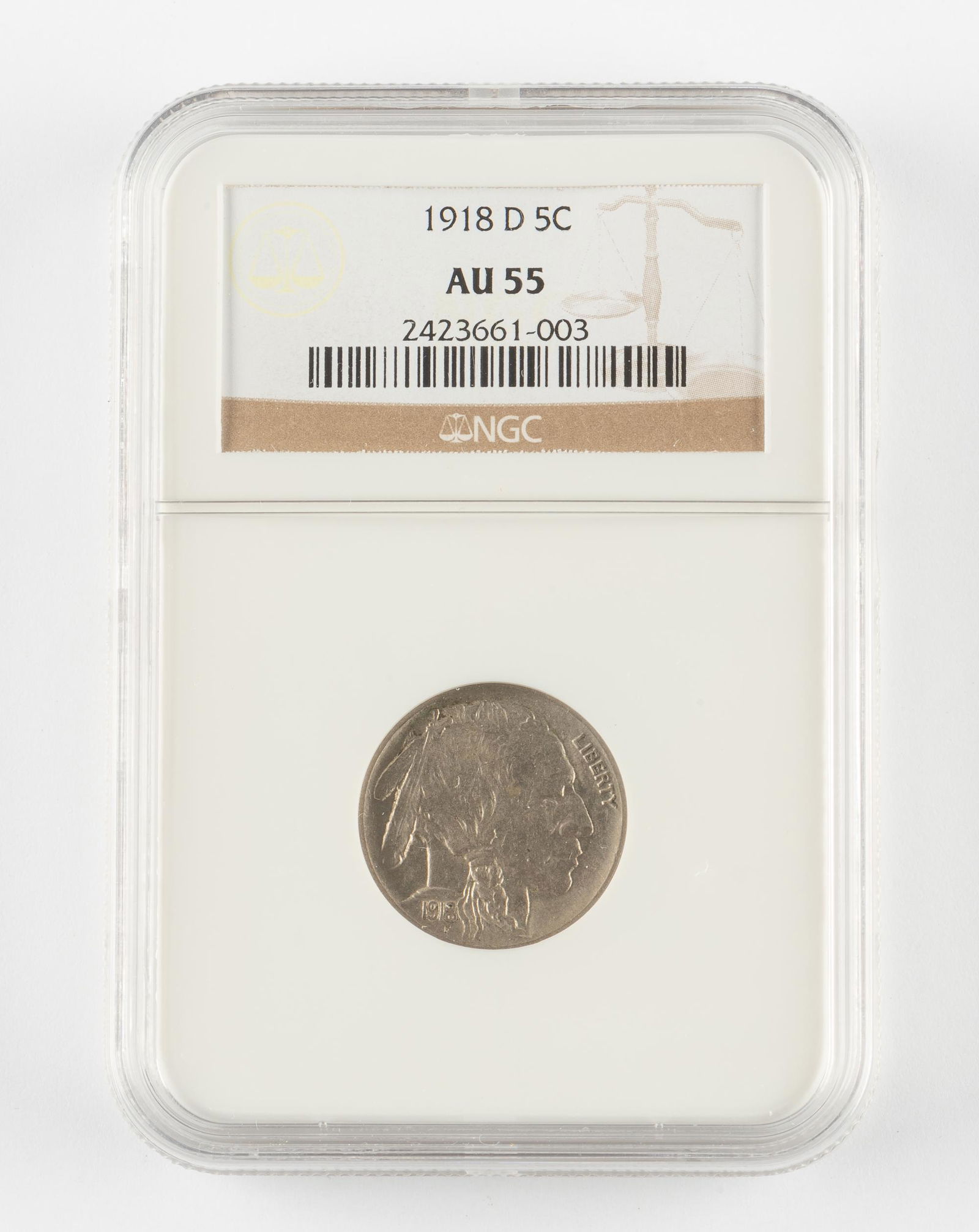 1918-D Buffalo Nickel NGC AU55 (1 of 2)