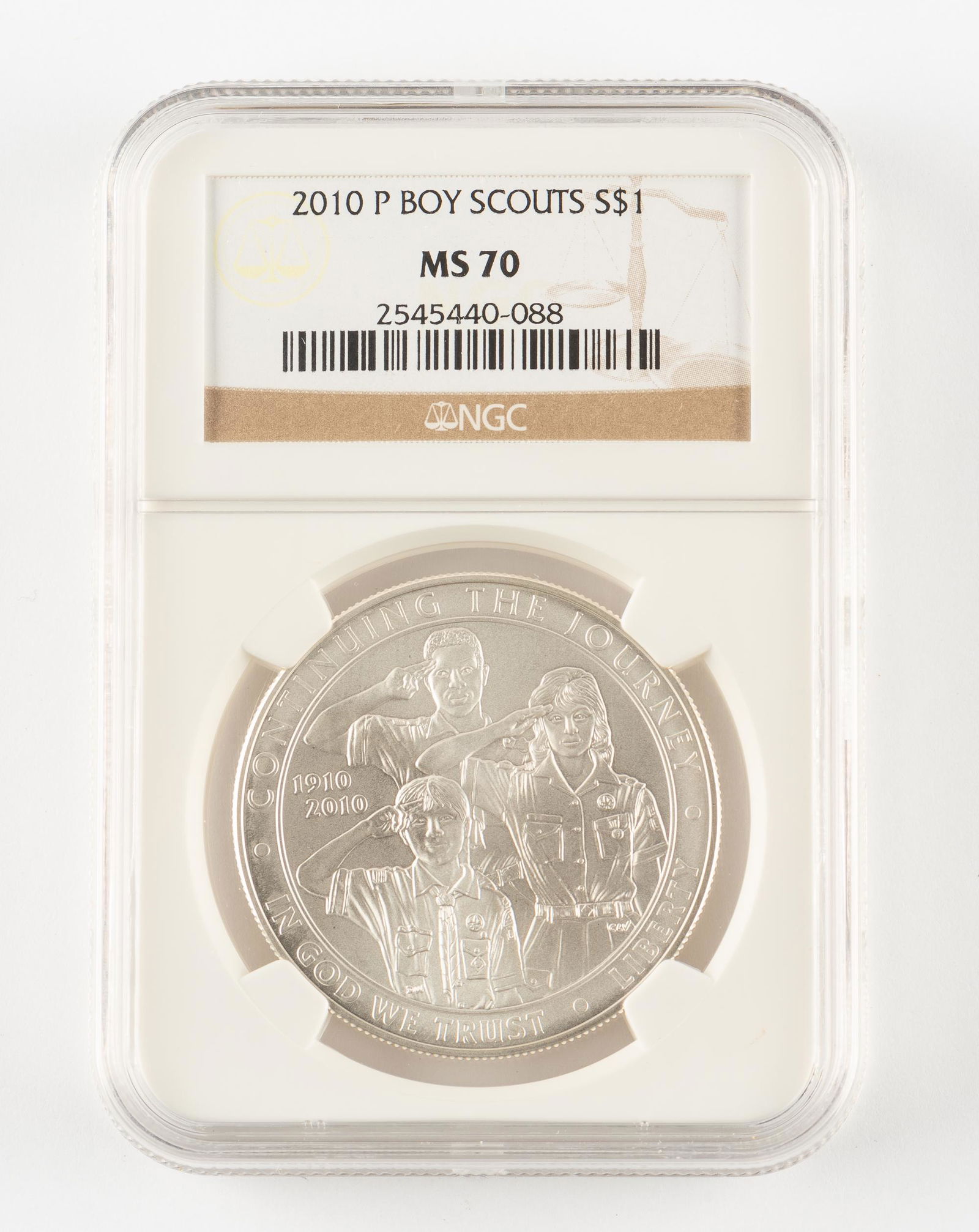 2010-P Silver Boy Scouts Dollar NGC MS70 (1 of 2)
