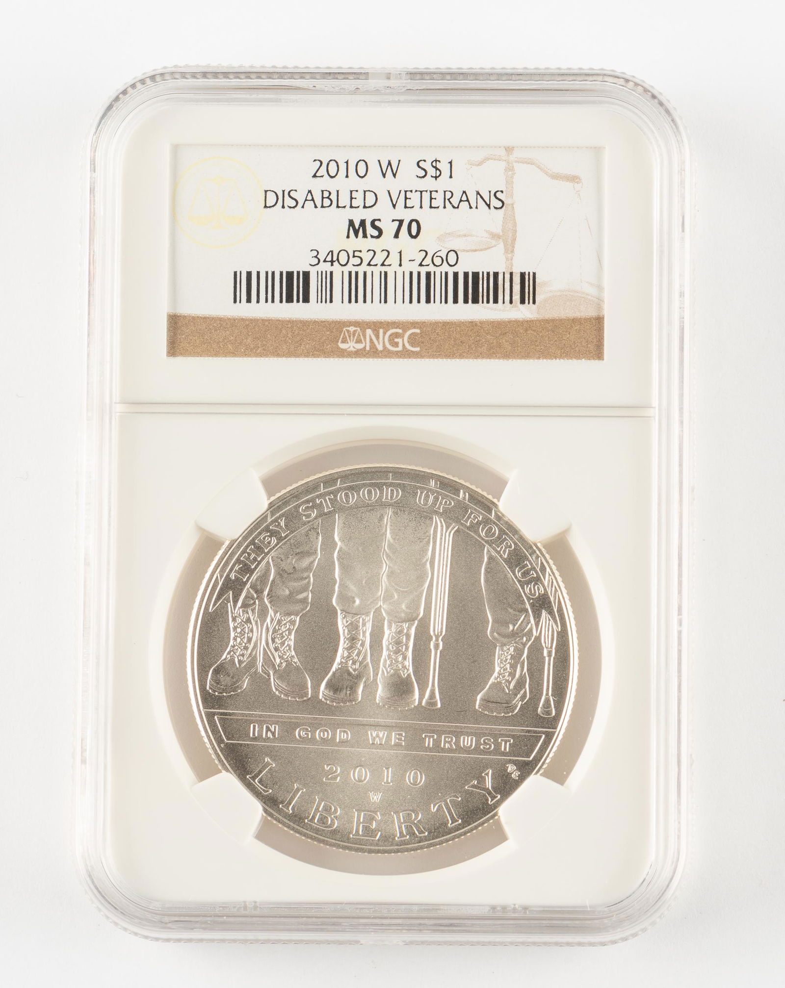 2010-W Silver Disabled Veterans Dollar NGC MS70 (1 of 2)