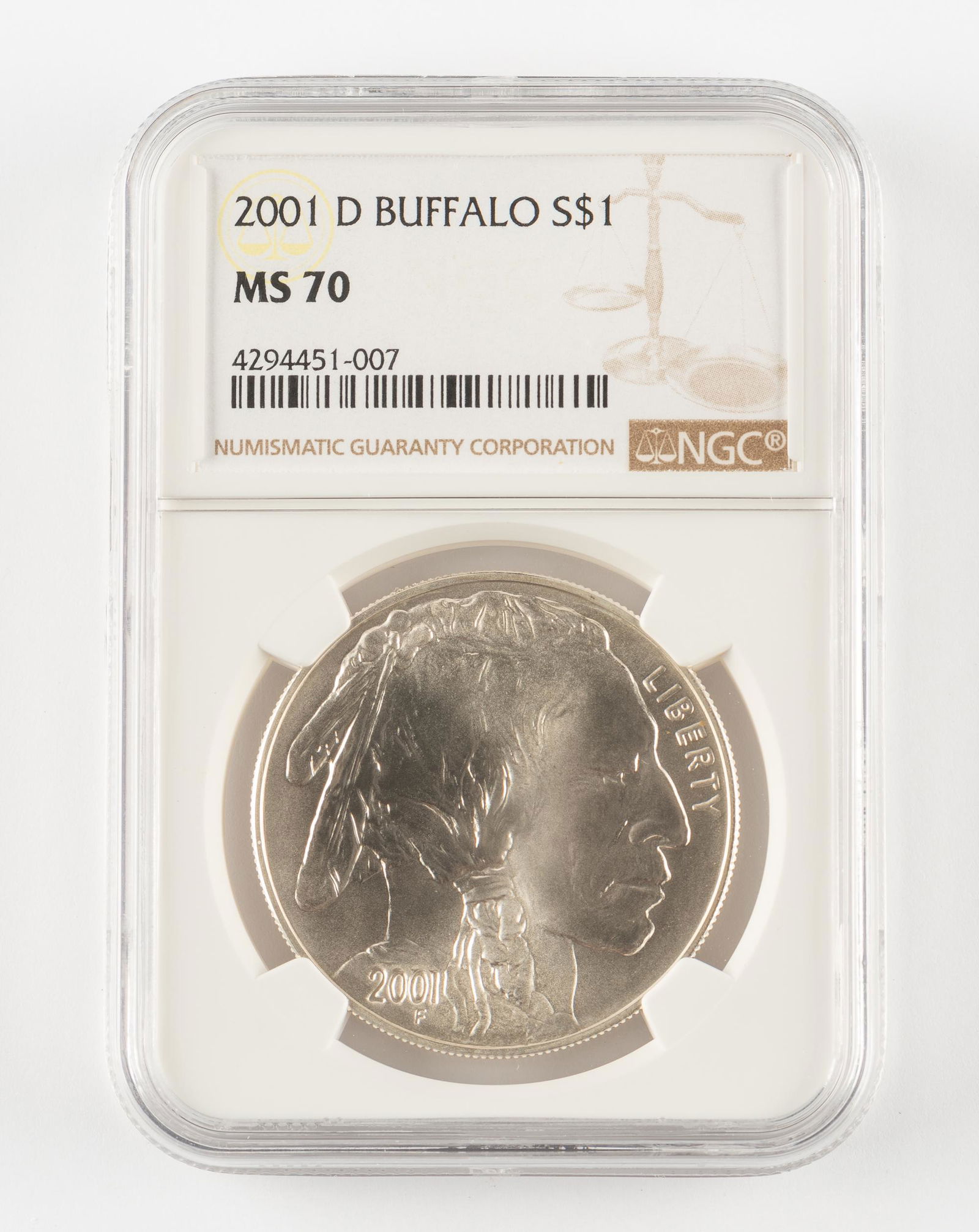 2001-D Silver Buffalo Dollar NGC MS70 (1 of 2)