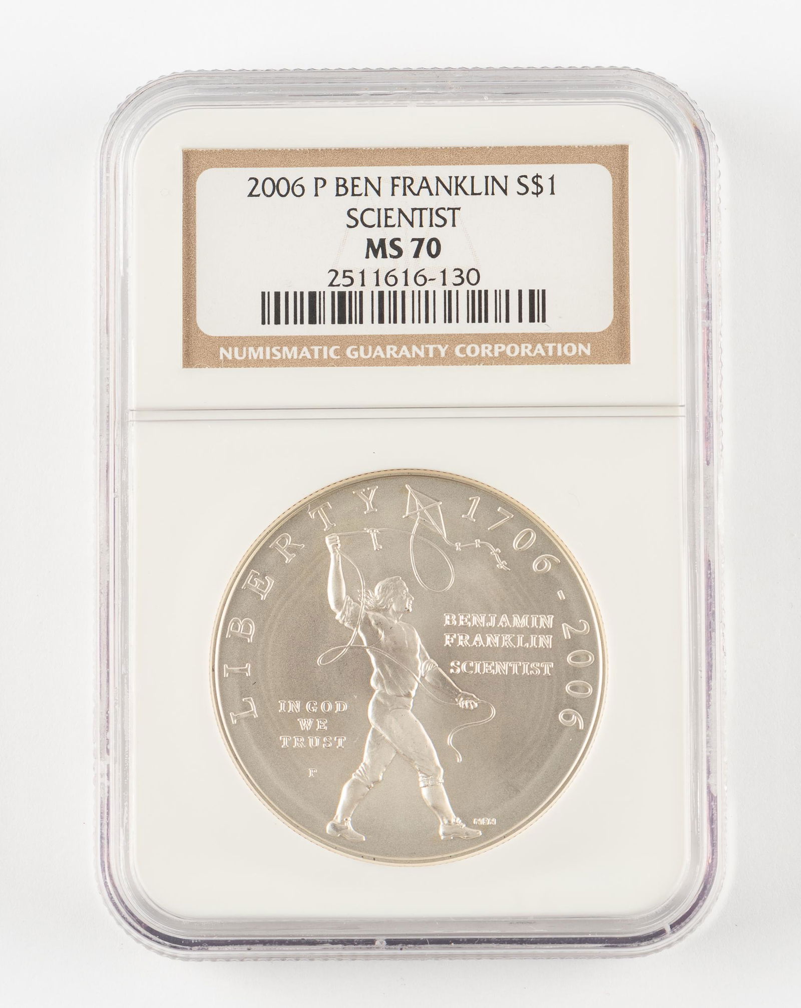 2006-P Silver Franklin Scientist Dollar NGC MS70 (1 of 2)