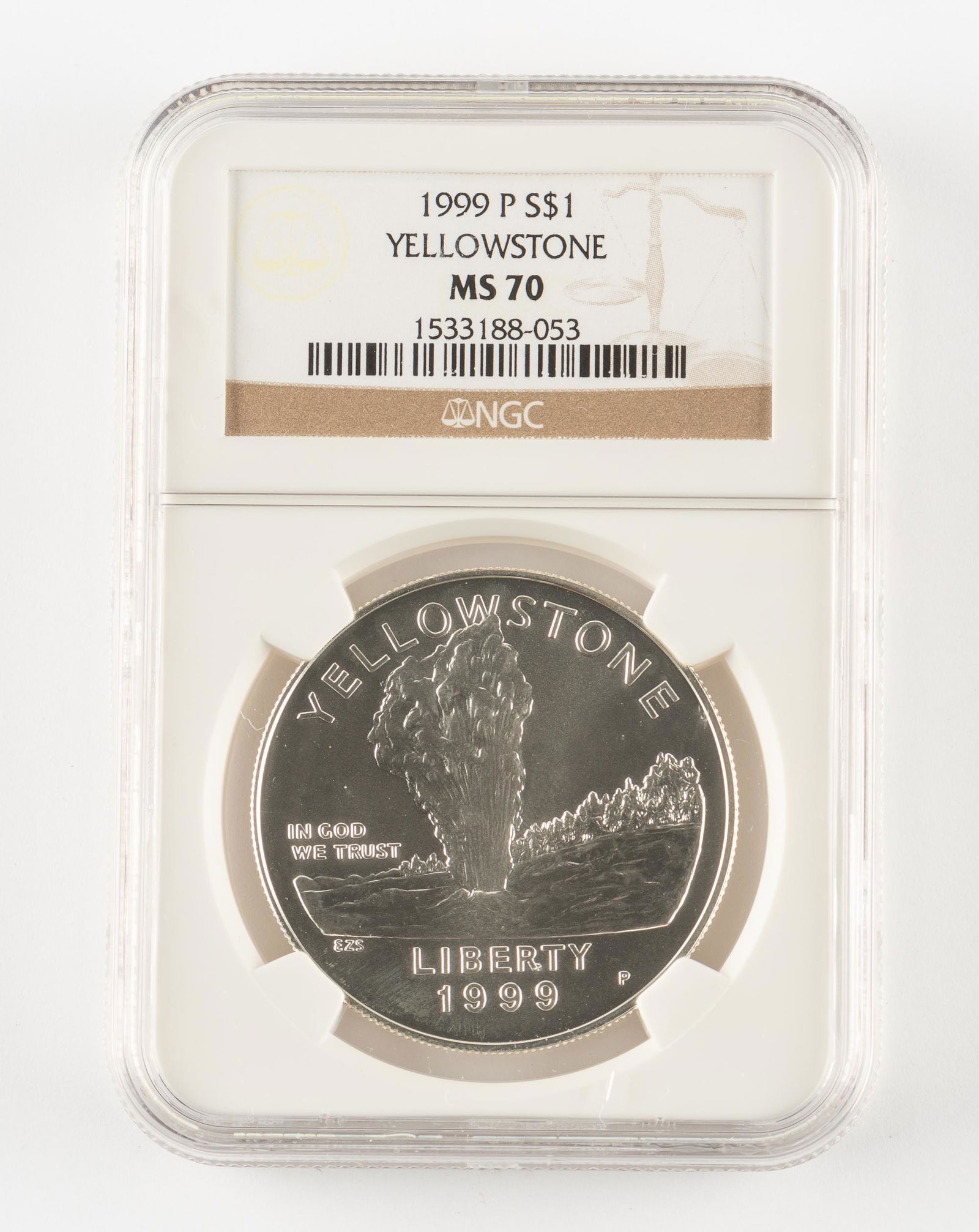 1999-P Silver Yellowstone Dollar NGC MS70 (1 of 2)