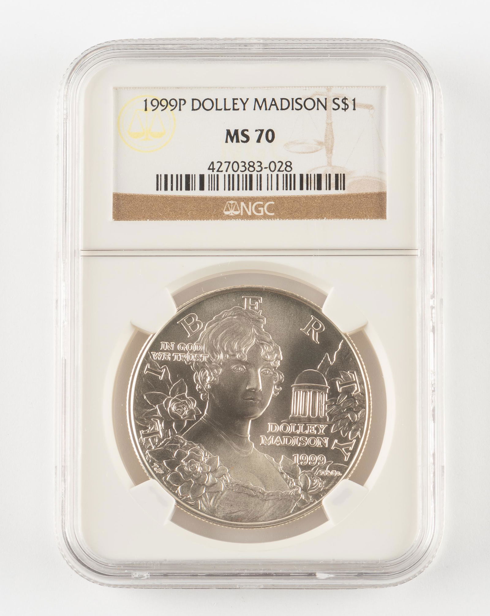 1999-P Silver Dolley Madison Dollar NGC MS70 (1 of 2)