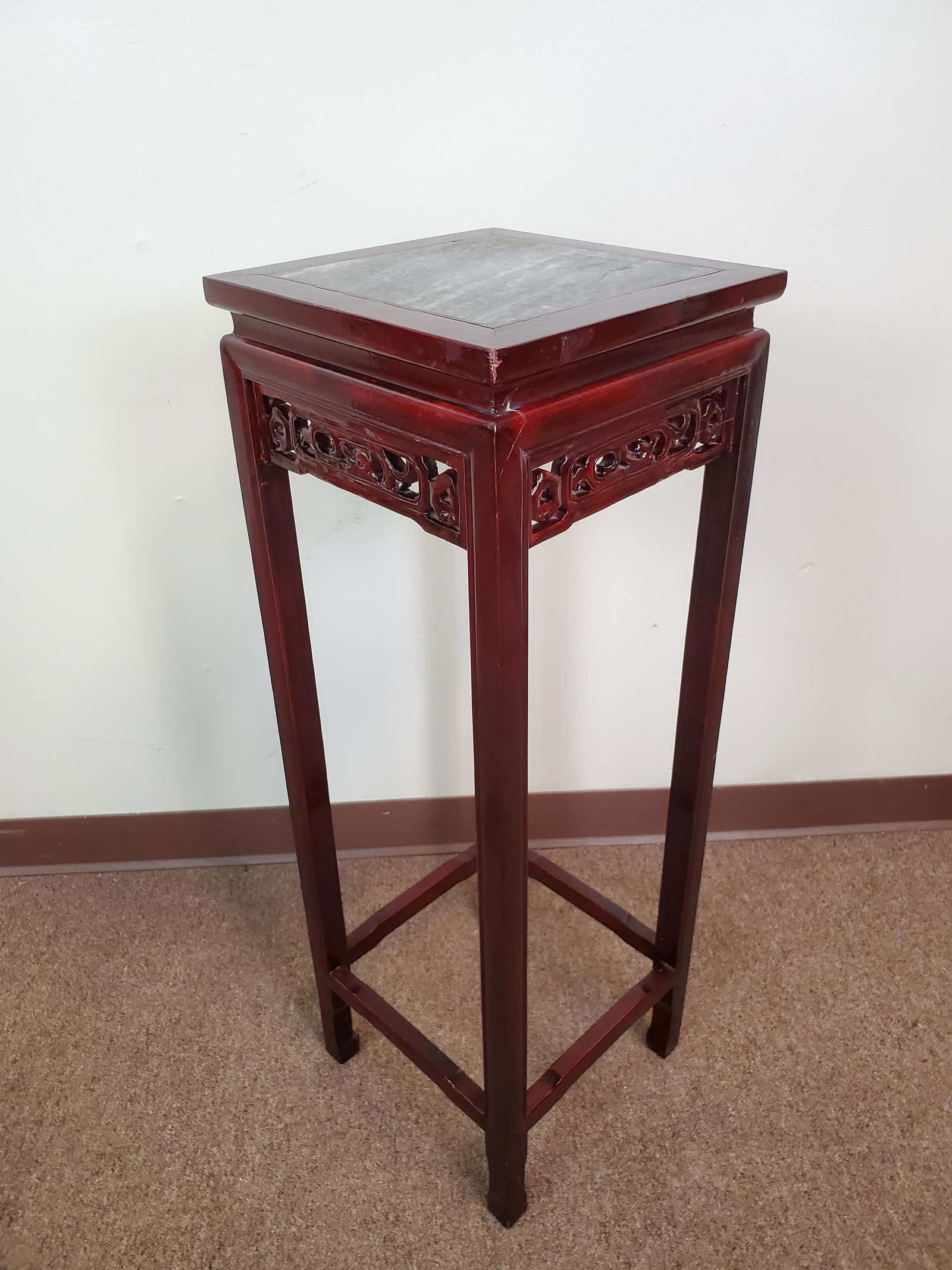 Asian Marble Top Plant Stand (1 of 3)
