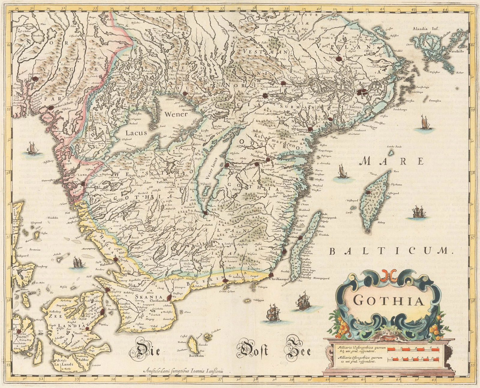 Jansson 1645 Map of Sweden (Gothia) (1 of 3)