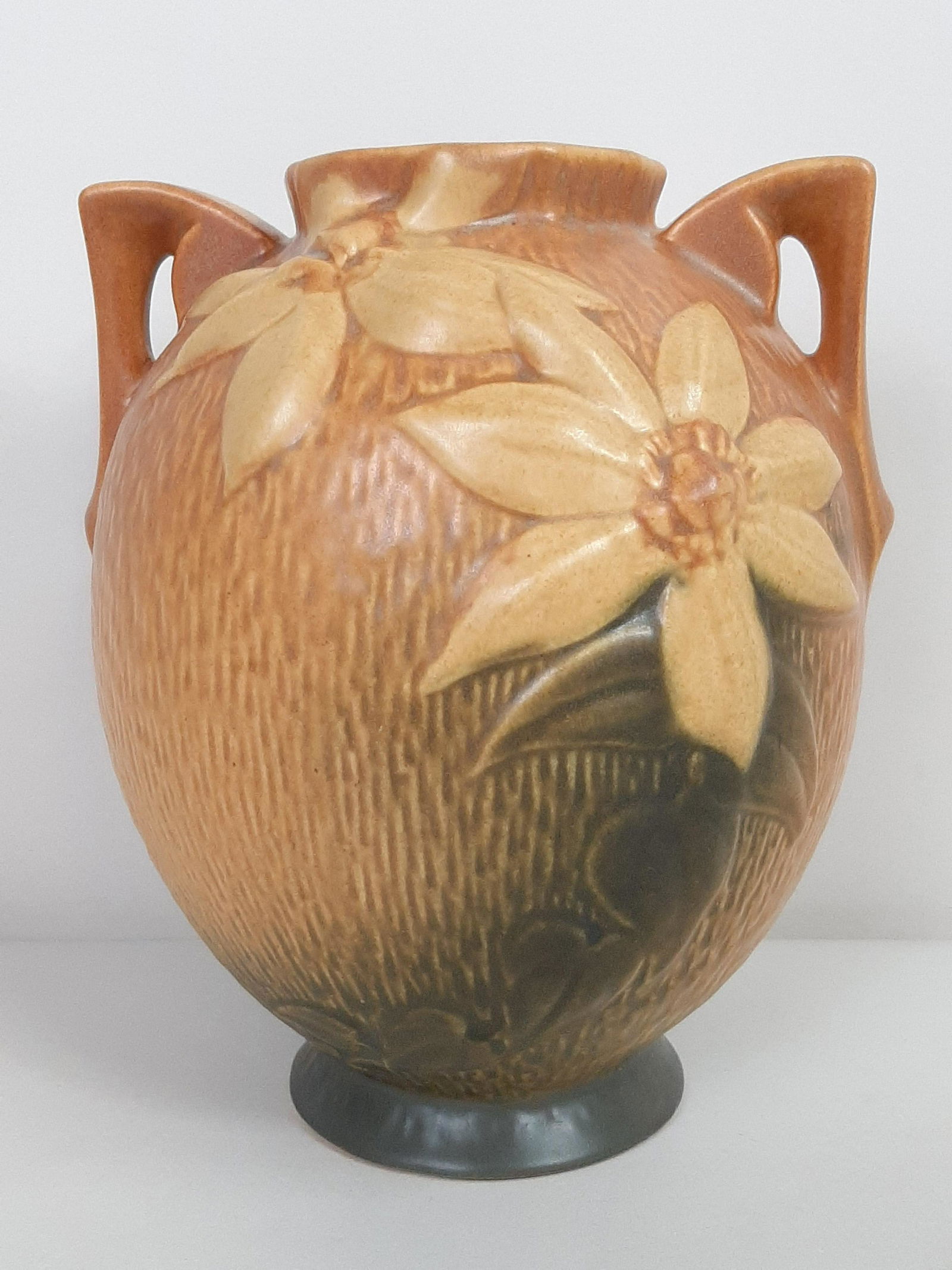 8" Roseville Peony Double Handle Vase (1 of 3)