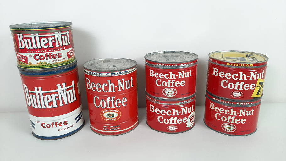 7 Vintage Beech Nut And Butter Nut Coffee Porcelain
