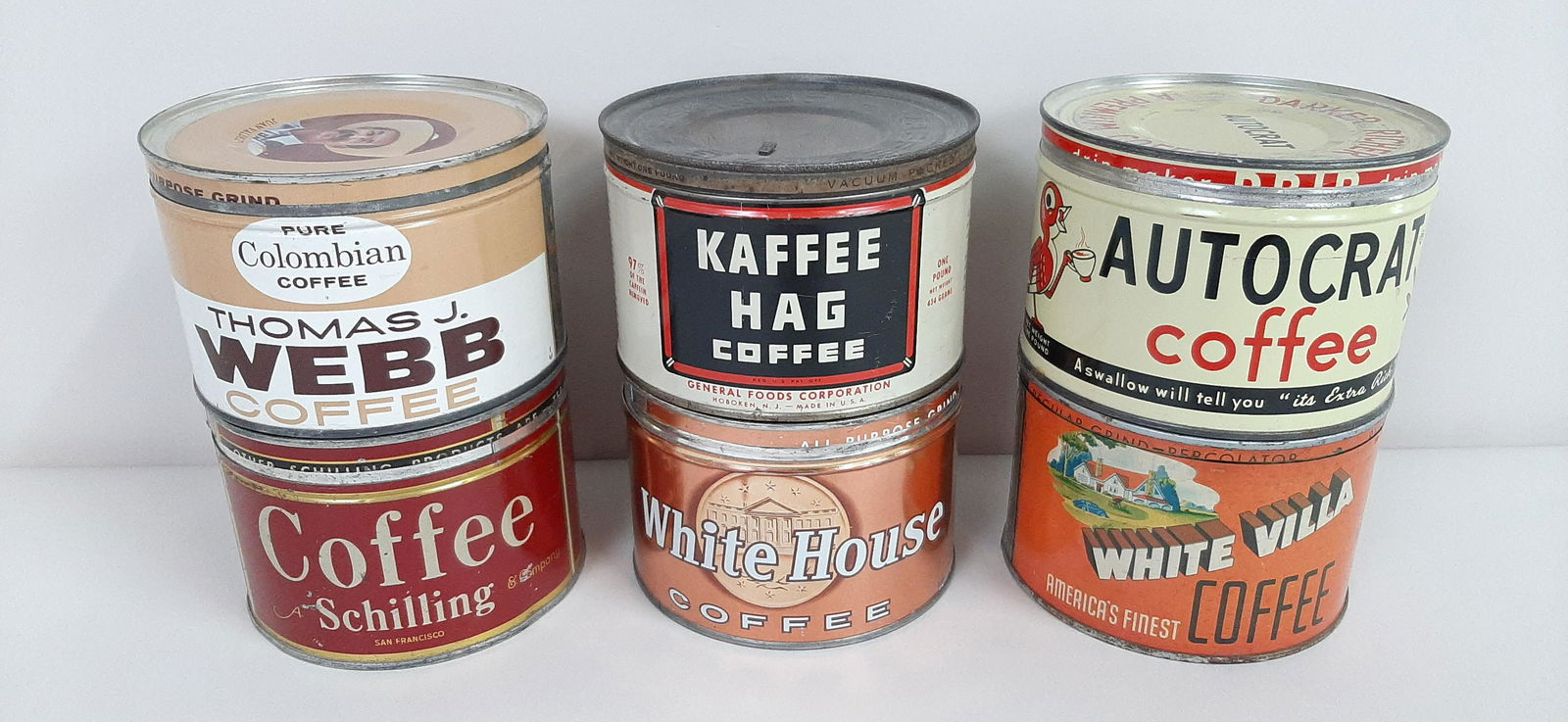 6 Vintage Coffee Cans incl. Autocrat (1 of 3)