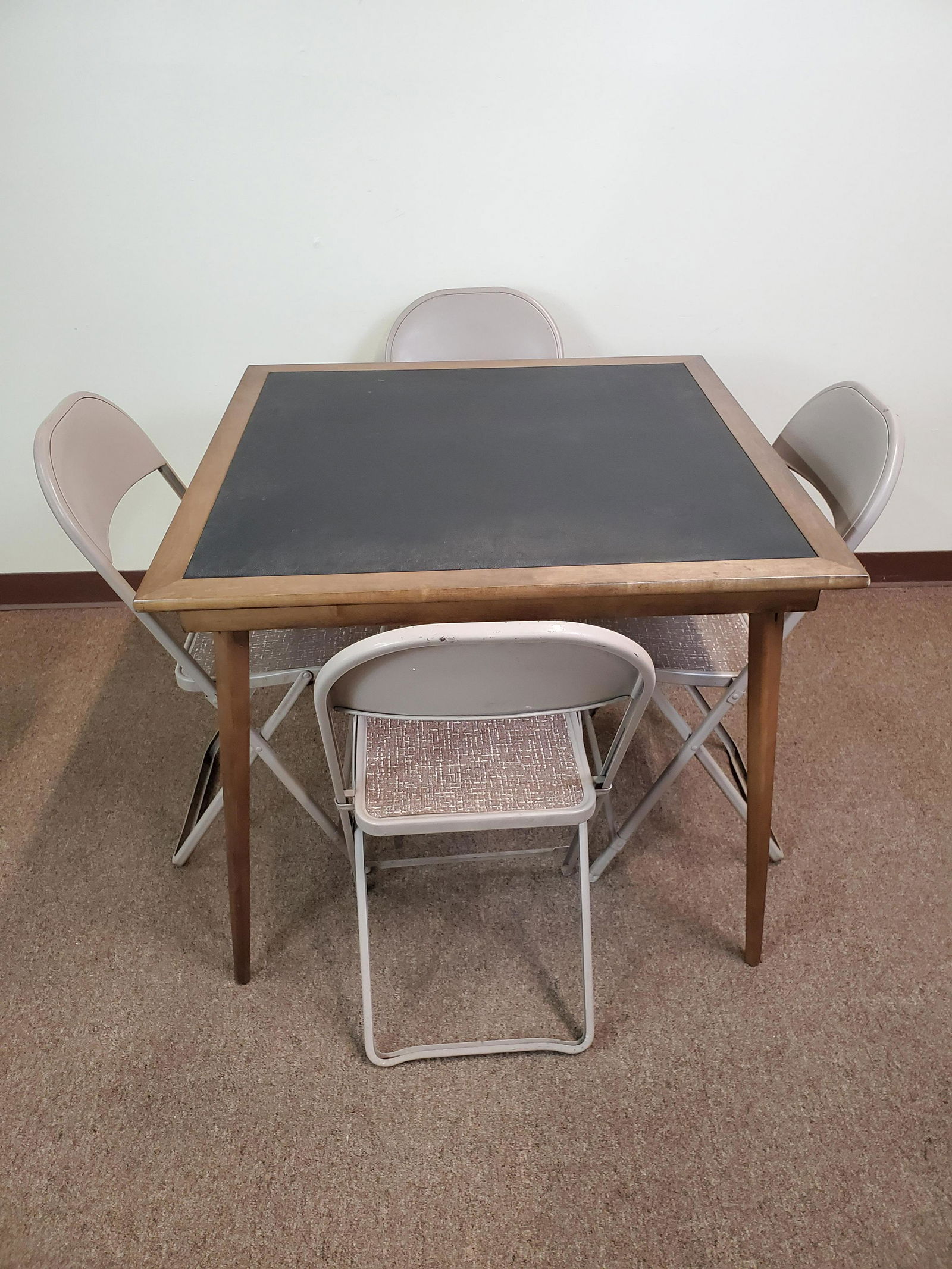Folding Card Table & 4 Metal Folding Chairs (1 of 6)