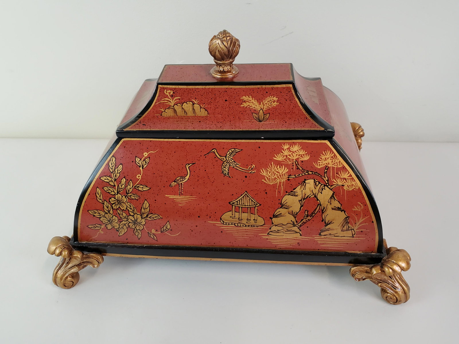 Decorative Box: 16 1/2" wide X 12 1/2" deep X 10 1/2" high. IMPORTANT: Before bidding, please read the terms and conditions. When you registered for the auction you agreed to these terms and will be required to compl