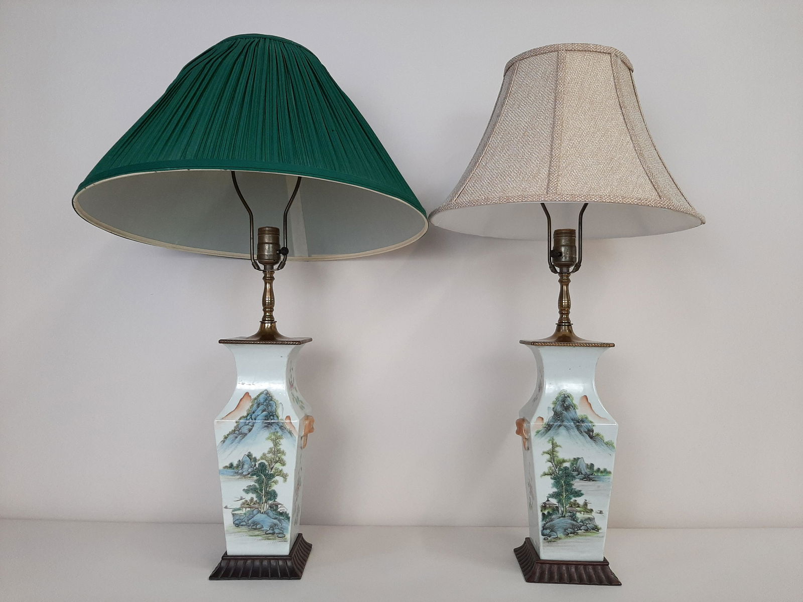 Pr Early 20th c. Chinese Vases Mounted as Lamps (1 of 11)