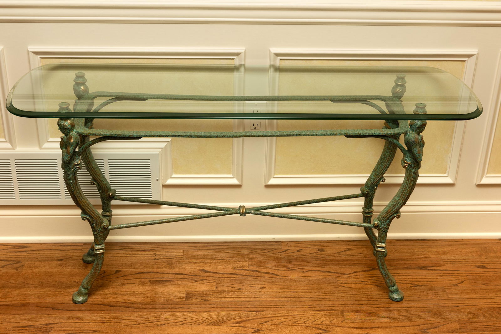Glass Top Hall Table with Figural Base (1 of 3)