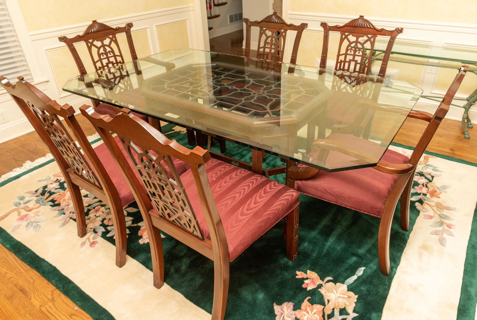 Chinese Chippendale Style Dining Table and 6 Chairs (1 of 8)