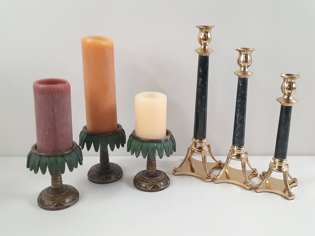 6 Candle Holders: 8-3/4" to 15" high. IMPORTANT: Before bidding, please read the terms and conditions. When you registered for the auction you agreed to these terms and will be required to comply with them.