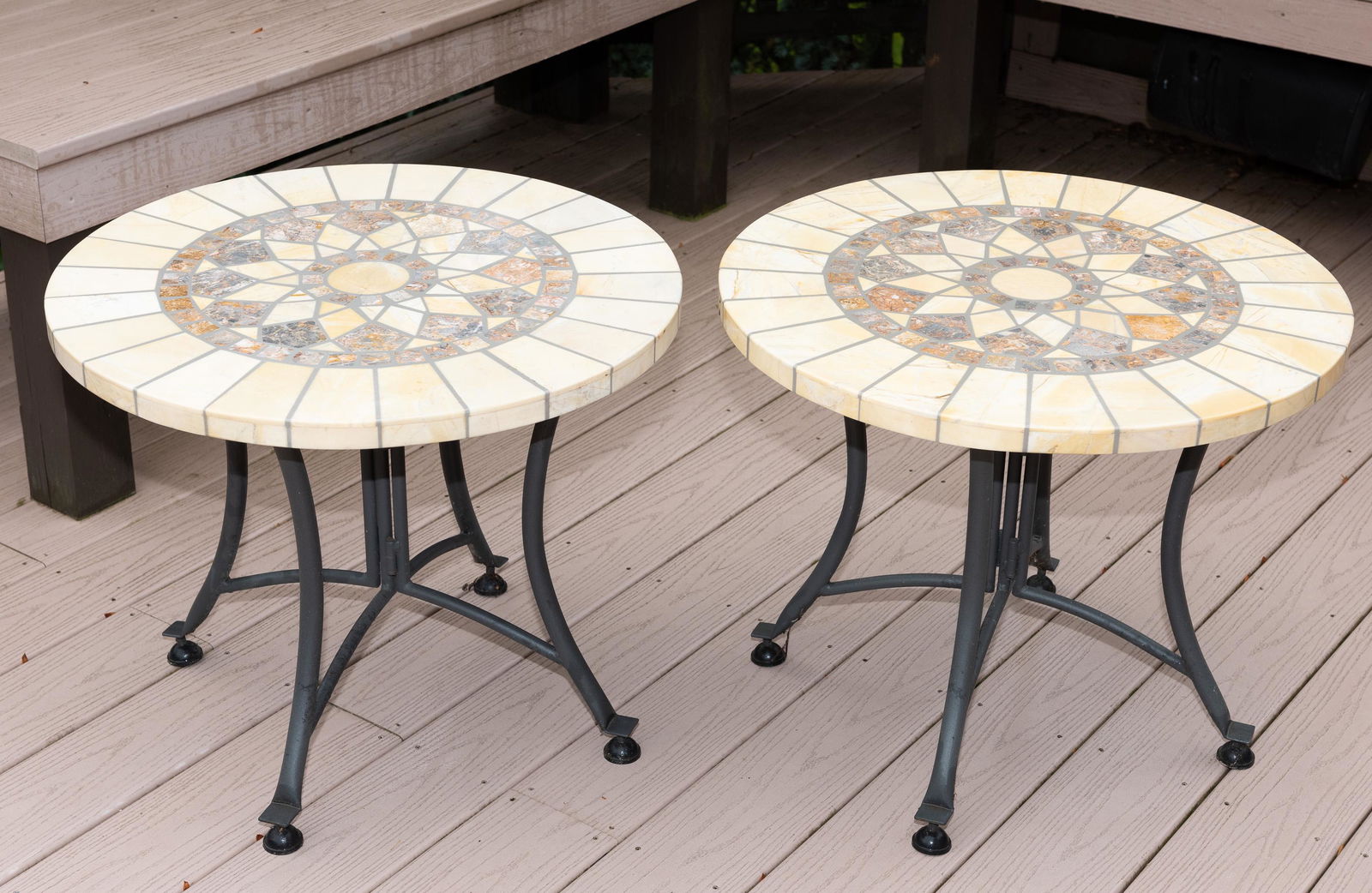 Pair of Sunburst Outdoor Side Tables (1 of 2)