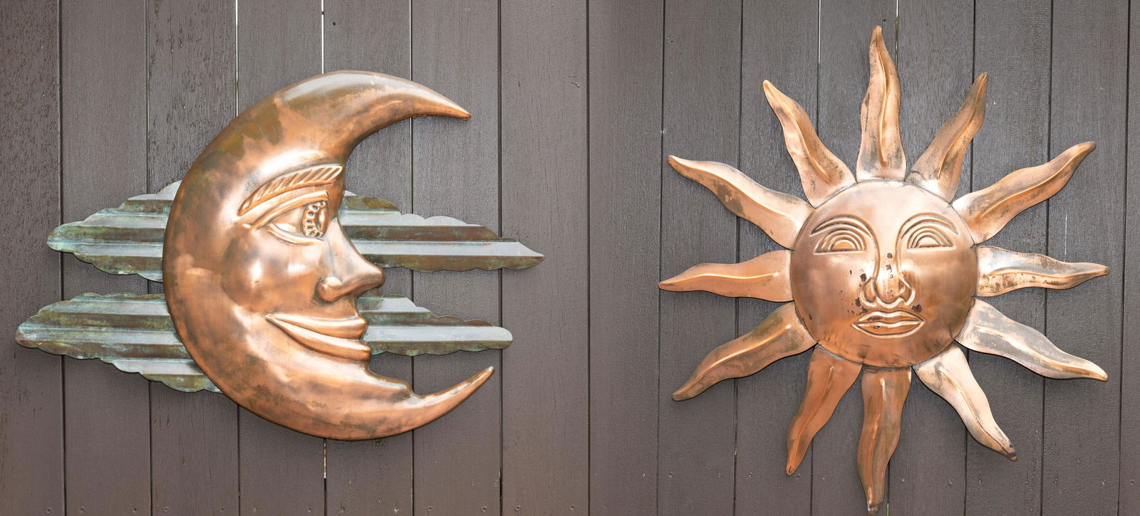 Copper Sun & Moon Outdoor Wall Hangings (1 of 3)