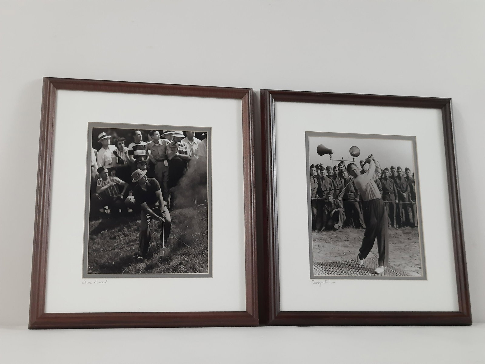 Bobby Jones and Sam Sneed Golf Photographs: Each overall with frames 15-1/2" high x 13-1/2" wide. IMPORTANT: Before bidding, please read the terms and conditions. When you registered for the auction you agreed to these terms and will be require