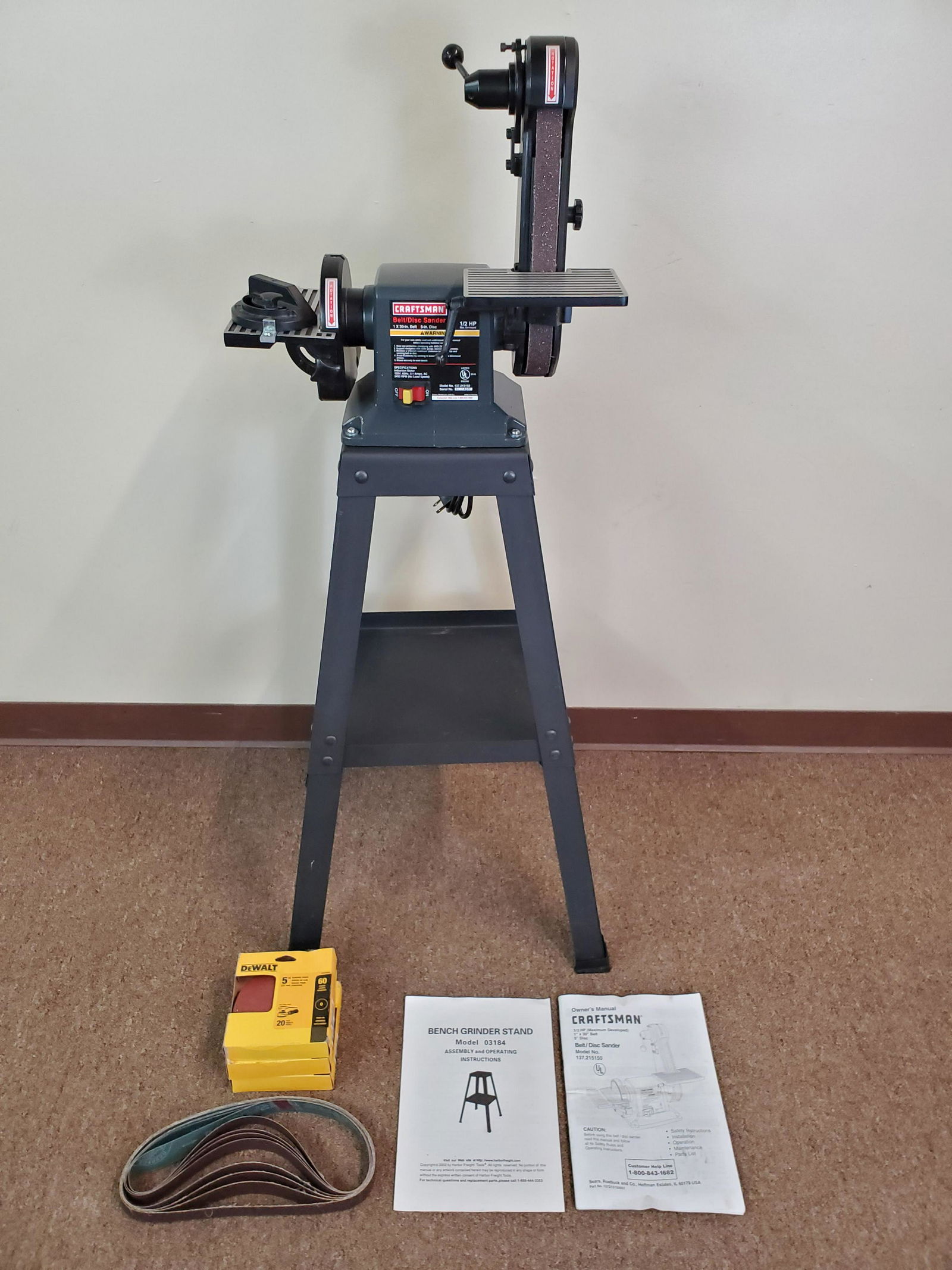 Craftsman 1/2HP Belt/Disk Sander On Bench on Stand (1 of 4)