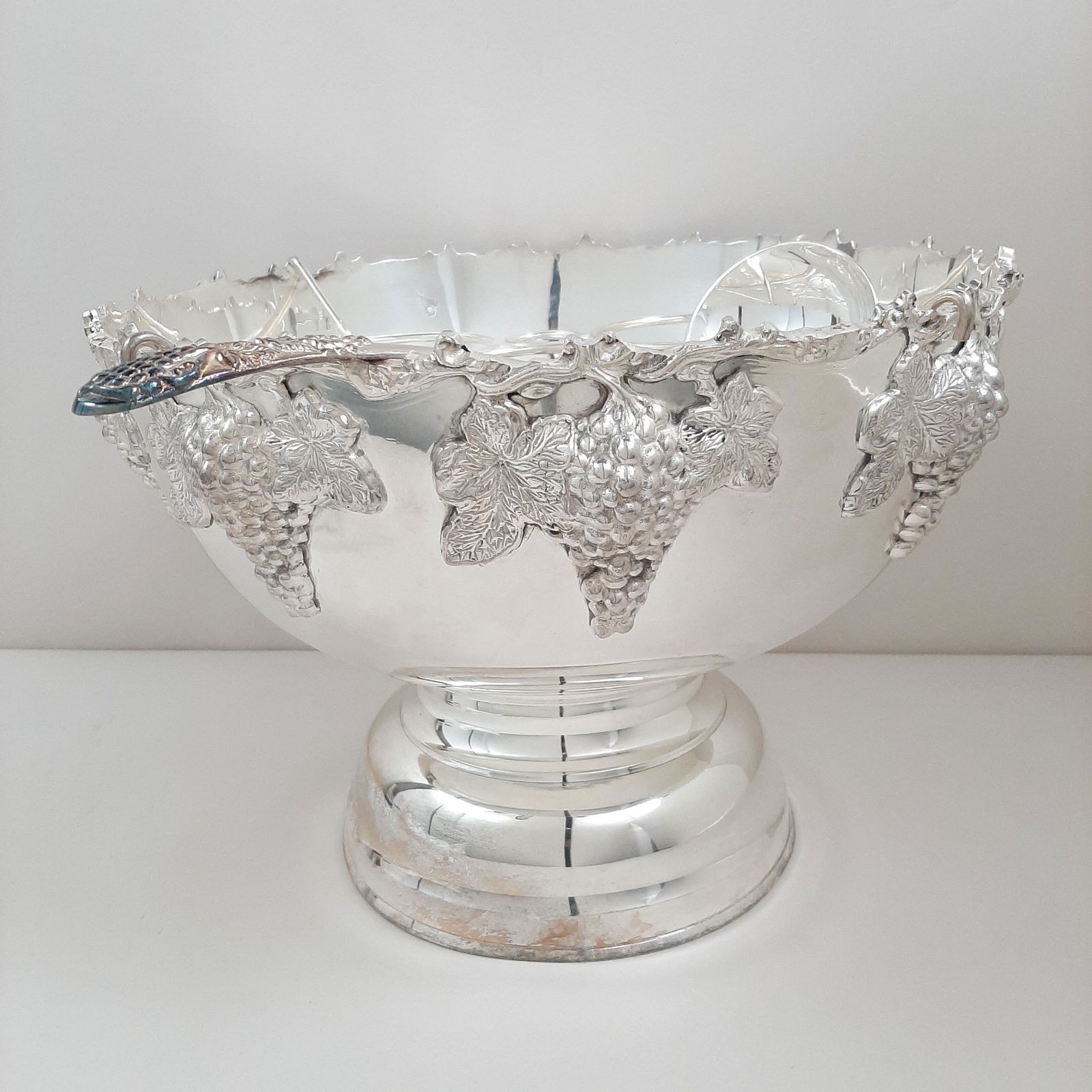 Silverplate Grape Punch Bowl with Ladle (1 of 4)