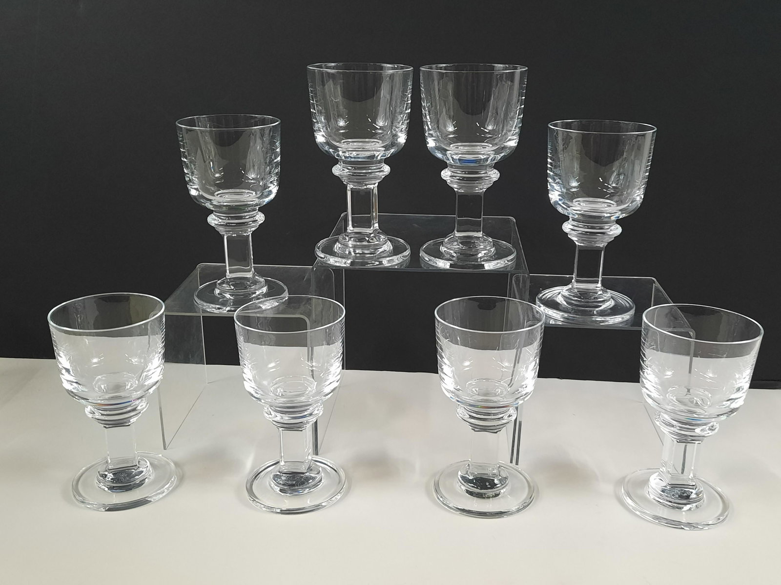 8 Dansk Goblets: Each 7" high x 3-3/4" diameter. IMPORTANT: Before bidding, please read the terms and conditions. When you registered for the auction you agreed to these terms and will be required to comply with them.