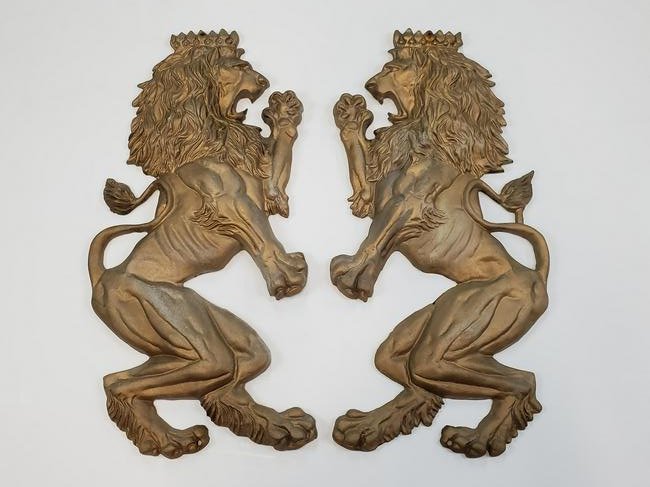 Pair Cast Metal Lion Wall Plaques (1 of 4)