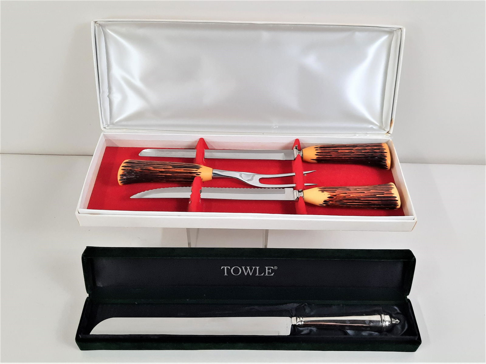 3 Pc Washington Forge Carving Set & Towle Cake Knife (1 of 3)