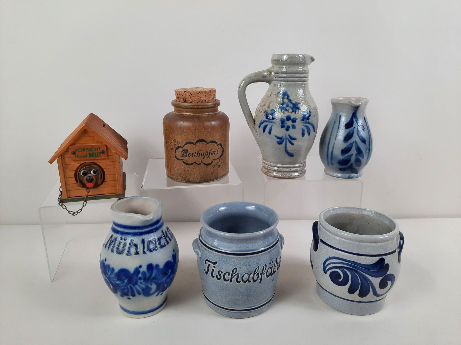 6 Pcs German Stoneware and one Piggy Bank (1 of 10)