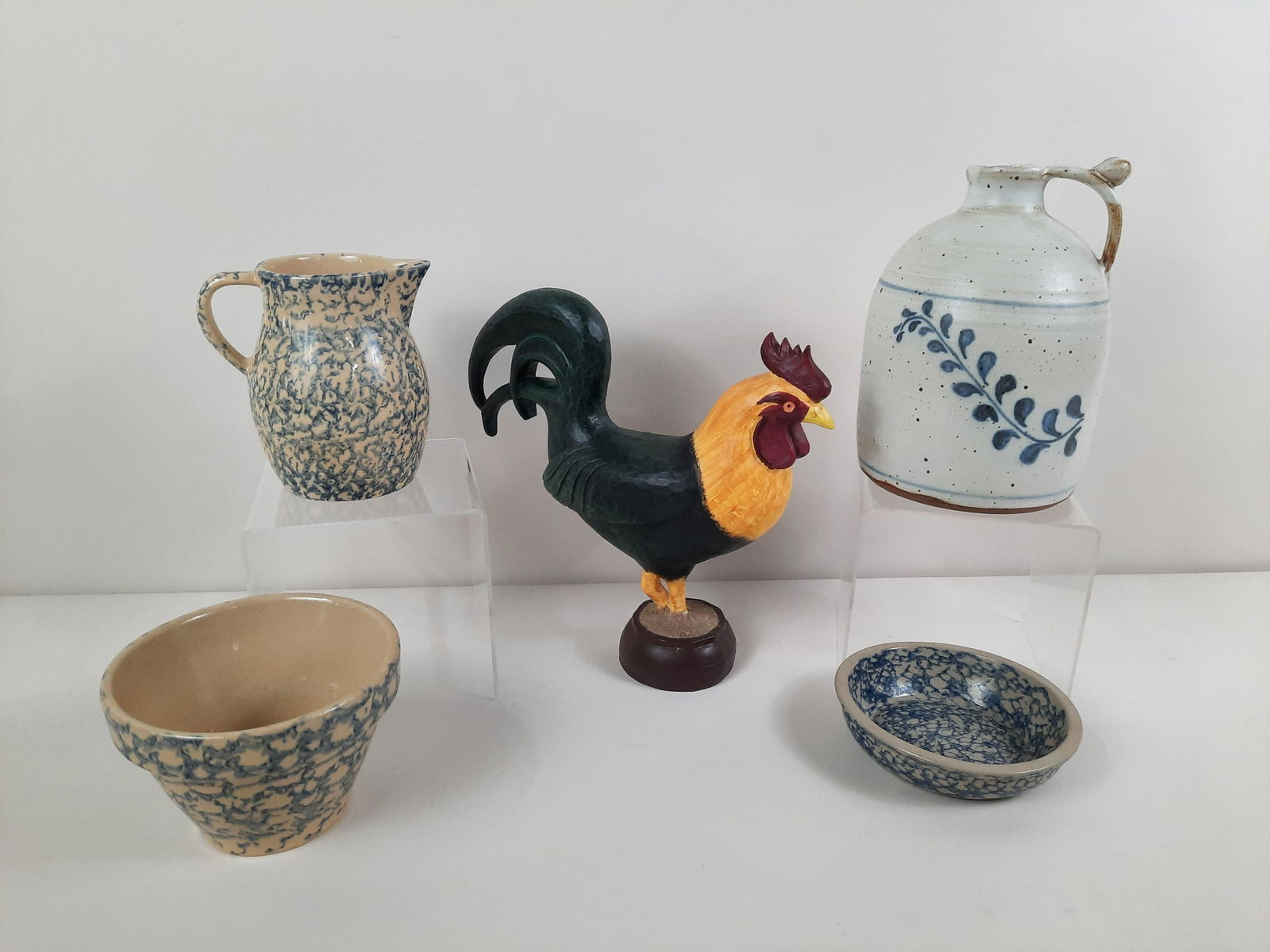 4 Pcs Stoneware and Rooster Statue (1 of 2)