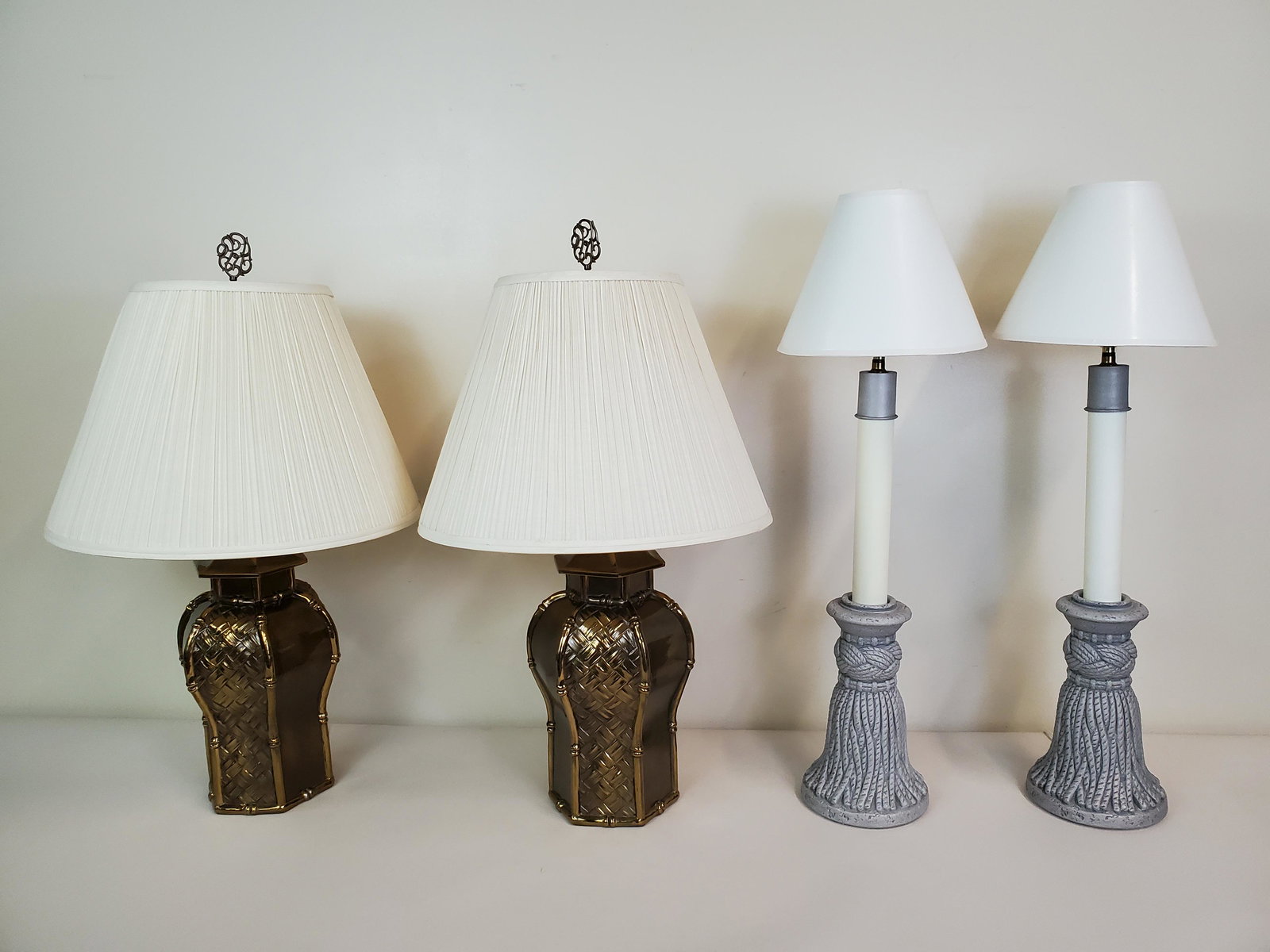 2 Pairs Of Table Lamps Nautical Rope (1 of 4)