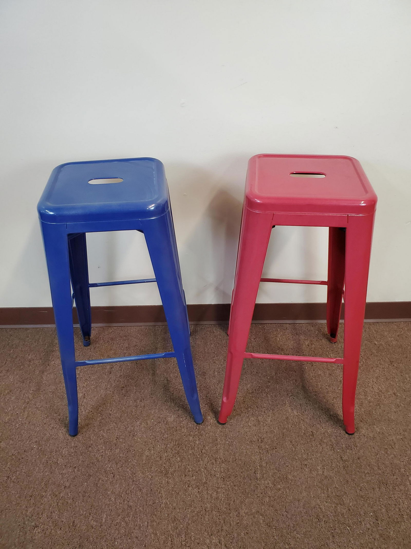 Pair Of Painted Metal Stools (1 of 4)