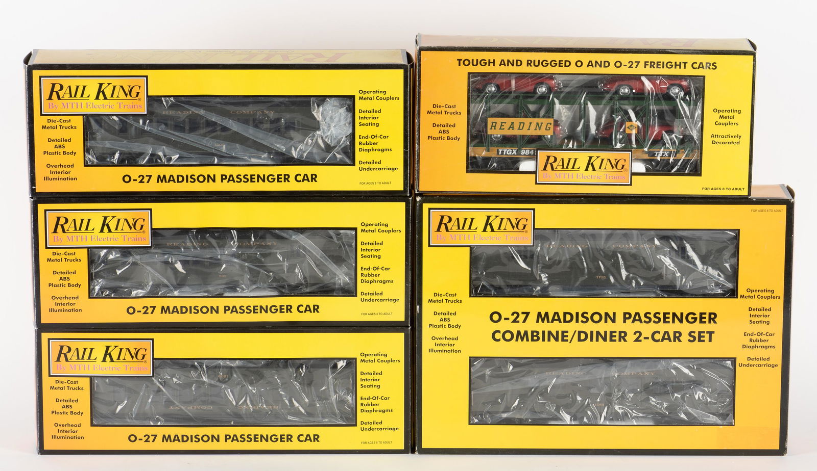 5 Rail King Reading Freight Cars (1 of 6)