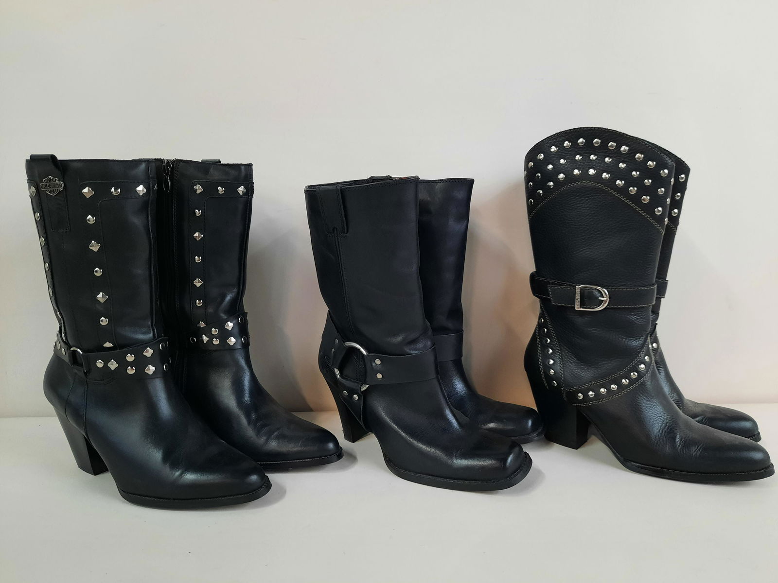 3 Pairs Ladies Heeled Harley Davidson Boots (1 of 11)