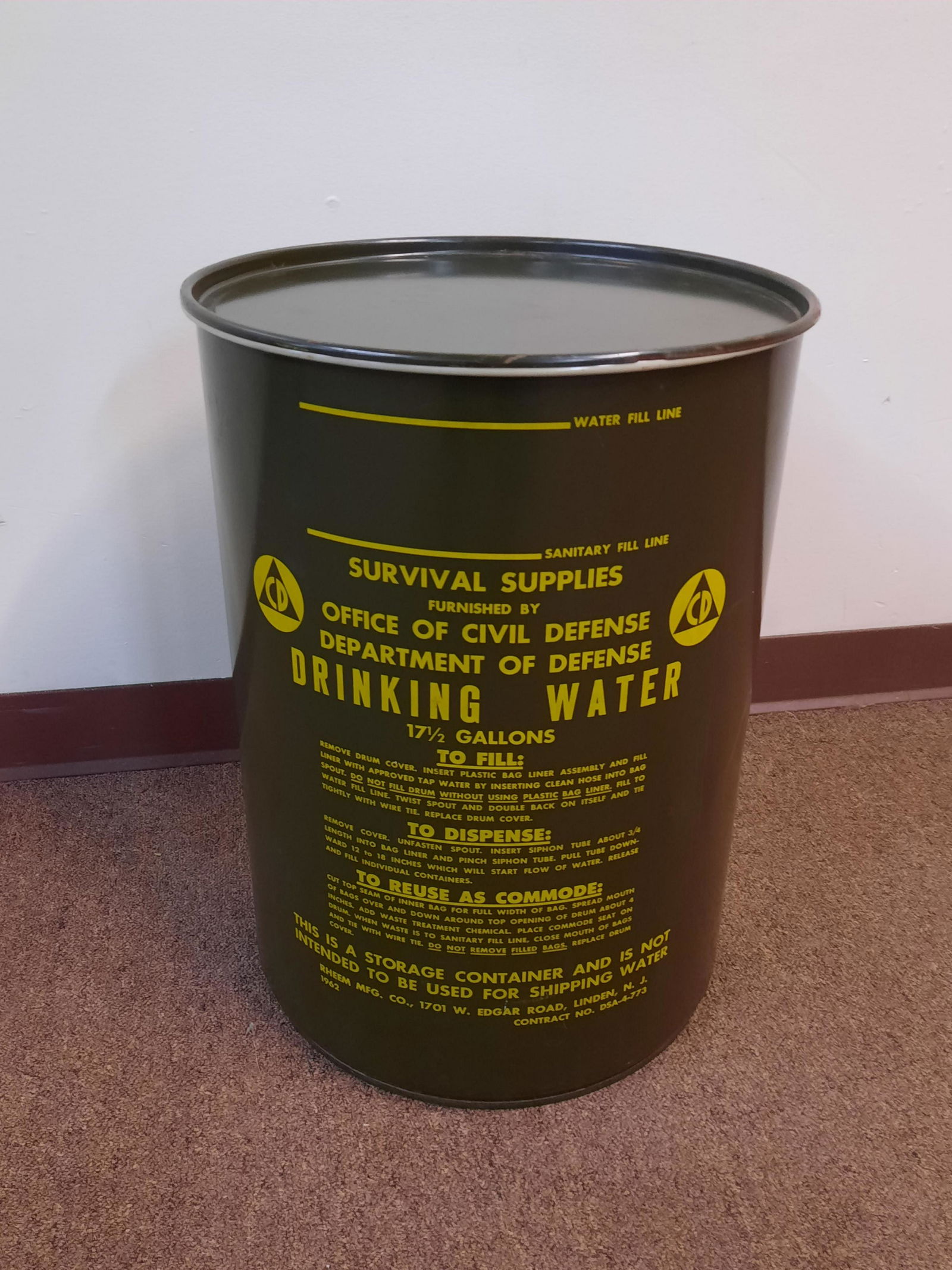 17-1/2" Gallon Survival Drinking Water Barrel (1 of 4)