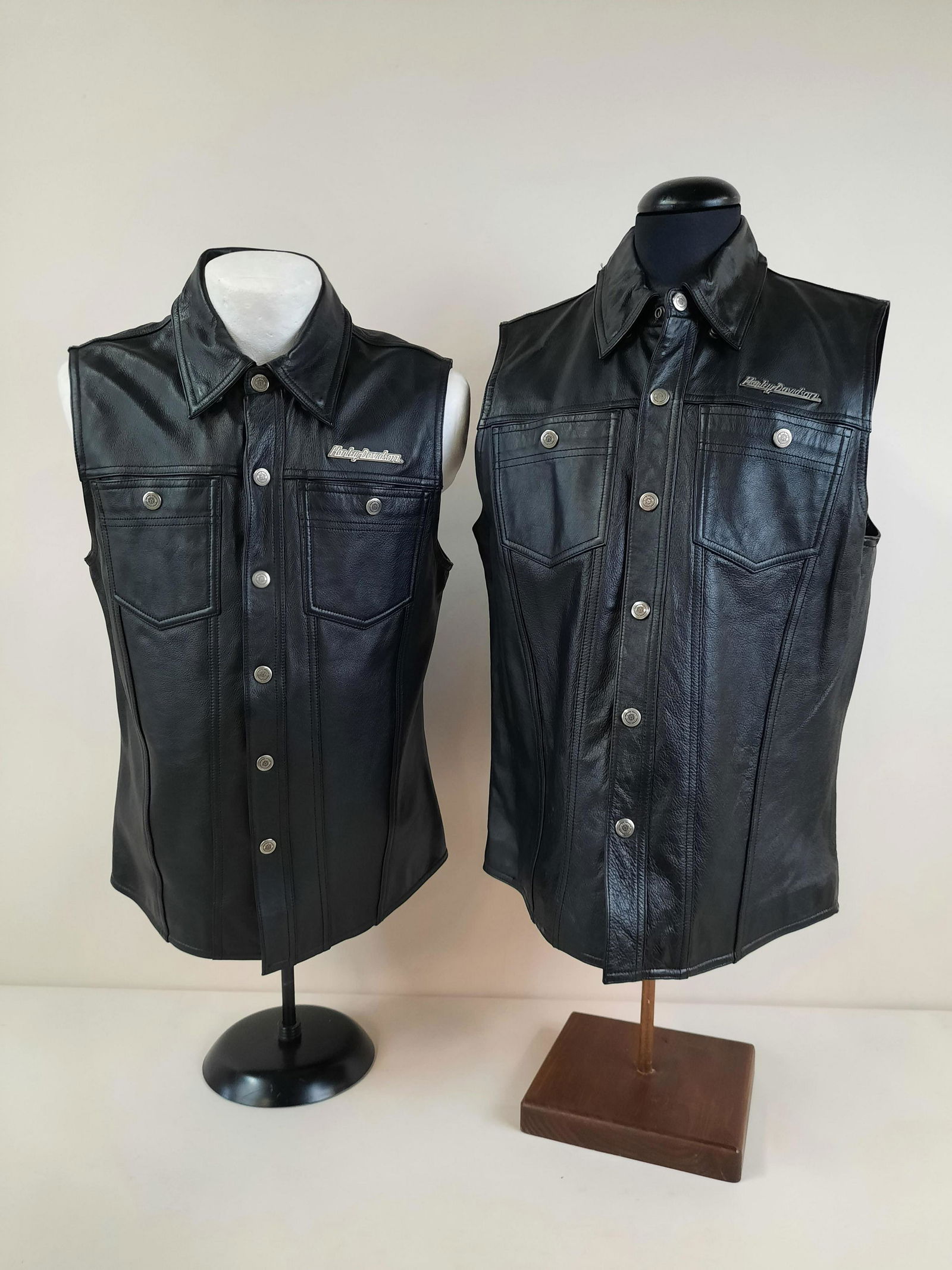 2 Small Harley Davidson Leather Vests (1 of 6)
