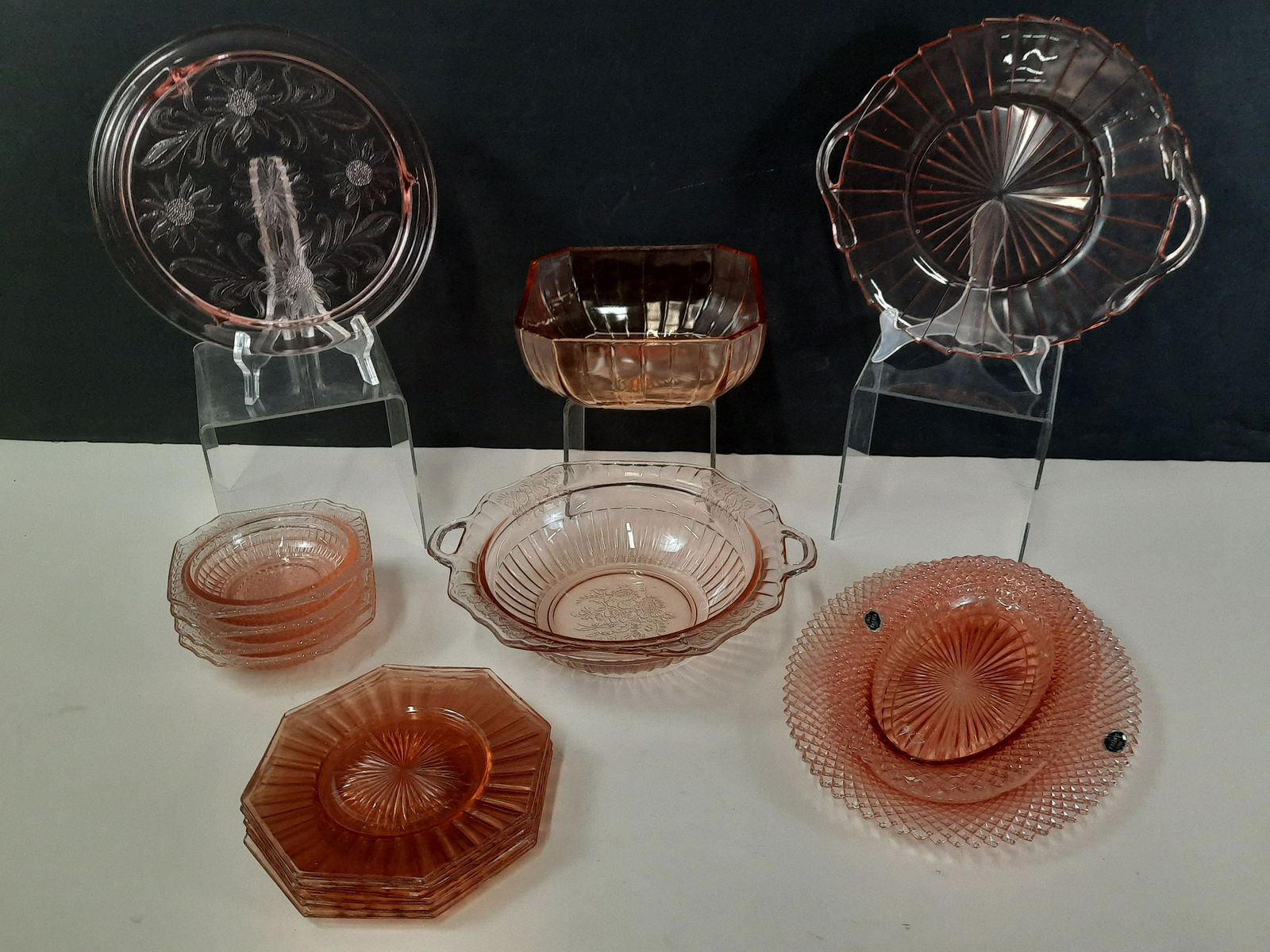 16 Pcs Pink Depression Glass incl Miss America (1 of 3)