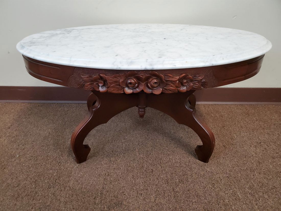 Oval Marble Top Coffee Table (1 of 4)