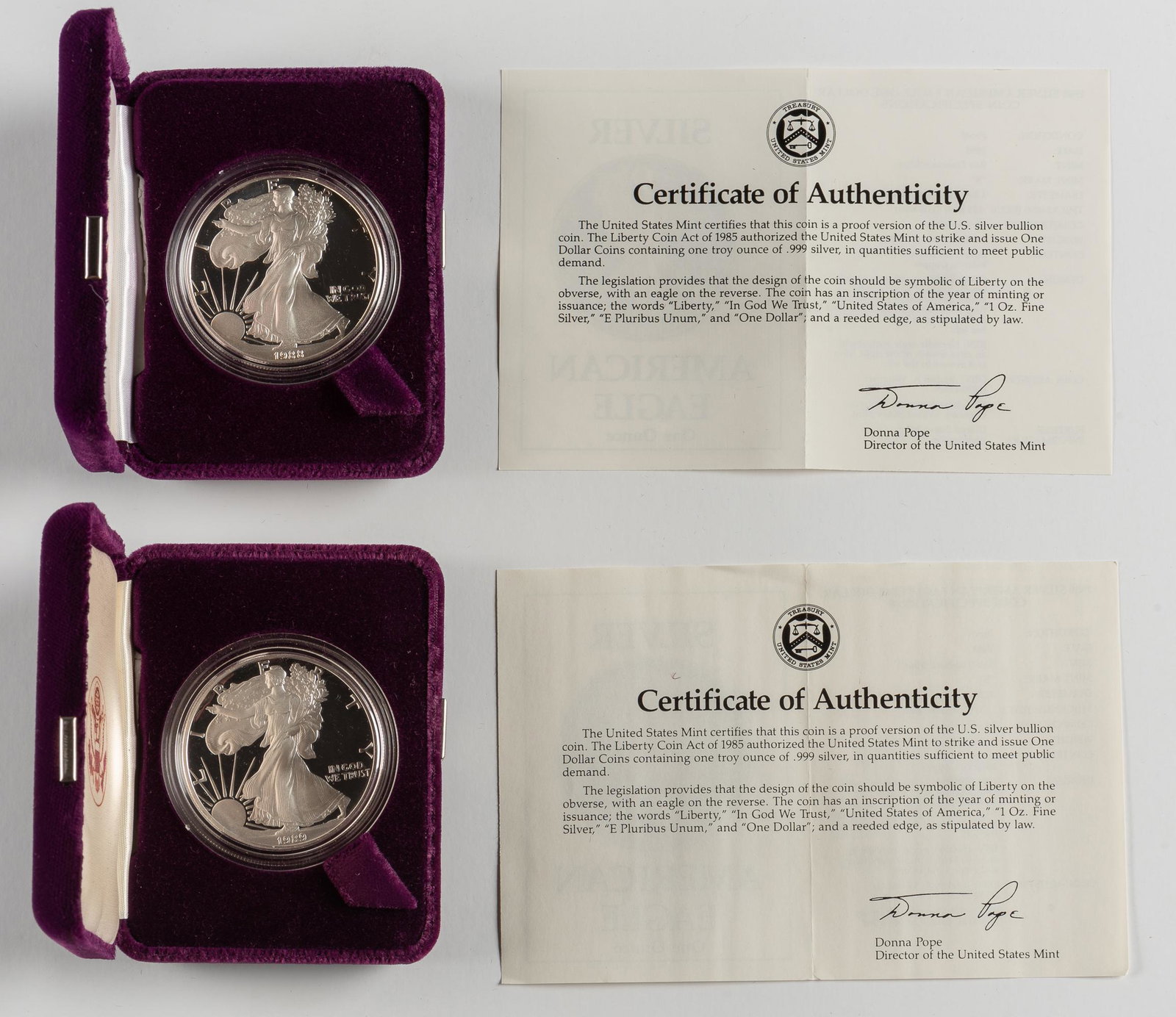 2 Proof American Silver Eagles 1988-S & 1989-S (1 of 1)