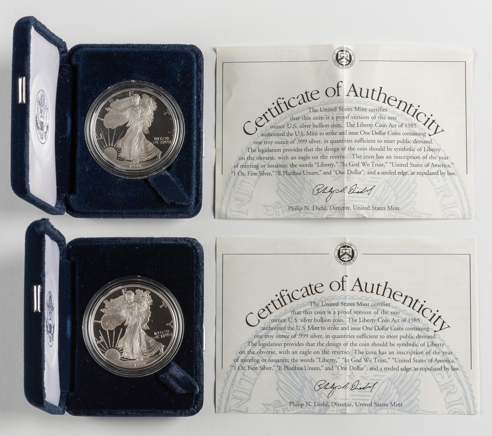2 Proof American Silver Eagles 1995-P & 1996-P (1 of 1)