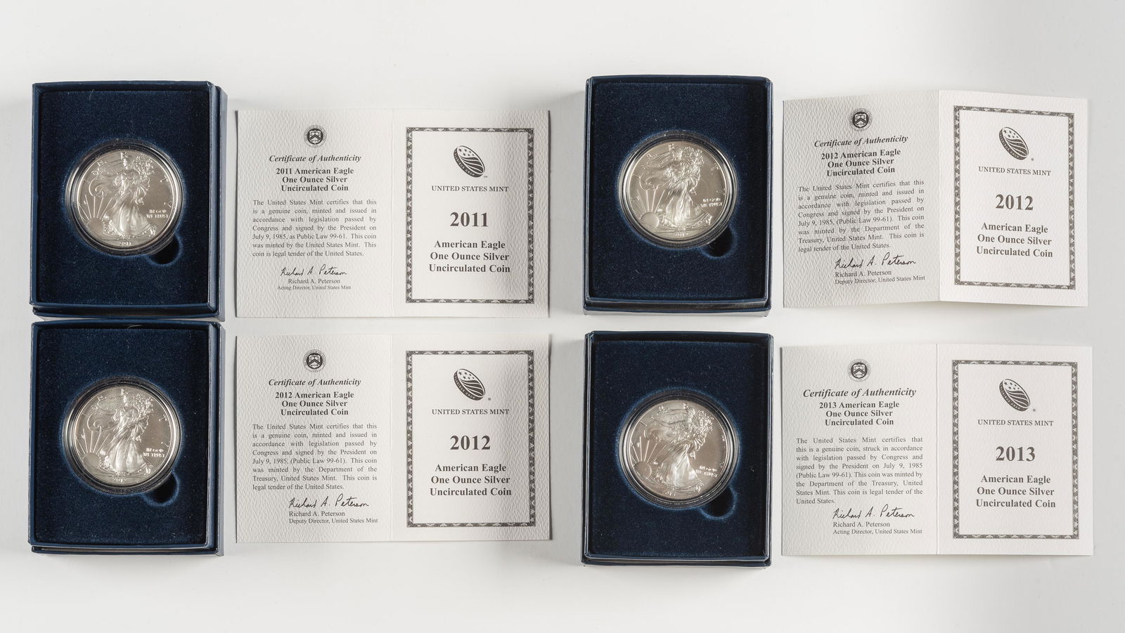 4 Uncirculated American Silver Eagles 2011-2013 (1 of 3)