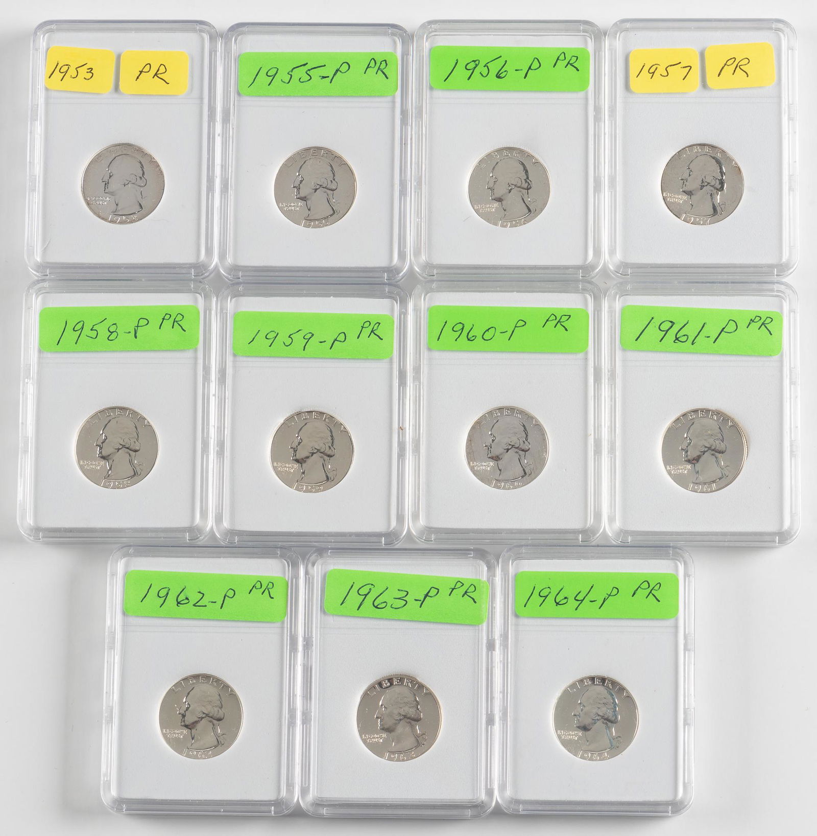 11 Proof Washington Quarters 1953-1964 (1 of 11)