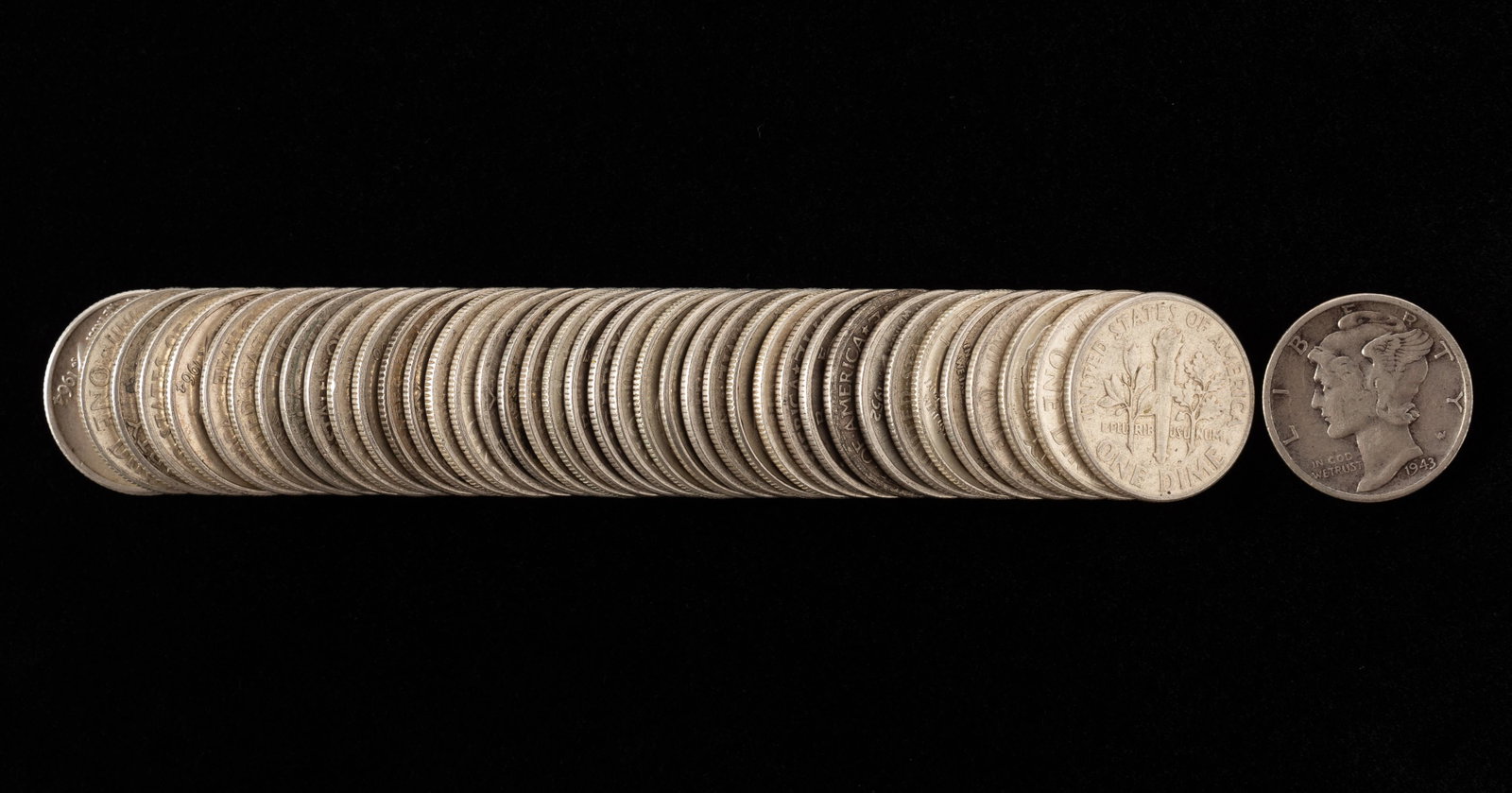 41 U.S. Silver Dimes 1935-1964: Good to about uncirculated. IMPORTANT: Before bidding, please read the terms and conditions. When you registered for the auction you agreed to these terms and will be required to comply with them.
