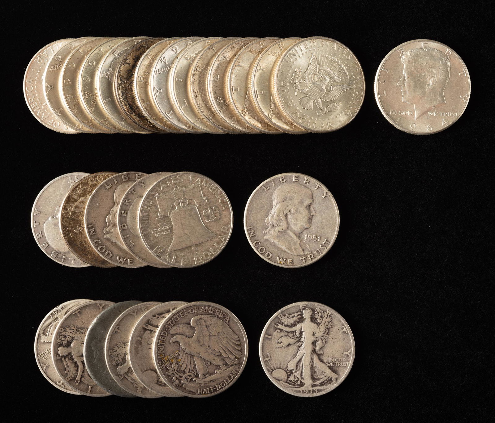 28 U.S. Silver Half Dollars Incl. 1933-S (1 of 3)
