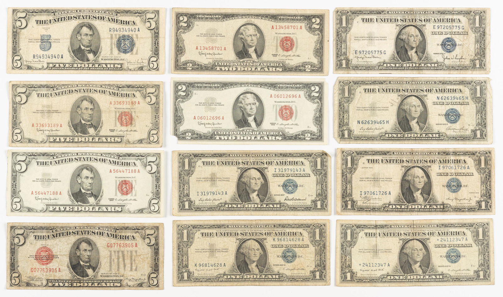 12 Pcs. U.S. Paper Currency (1 of 2)
