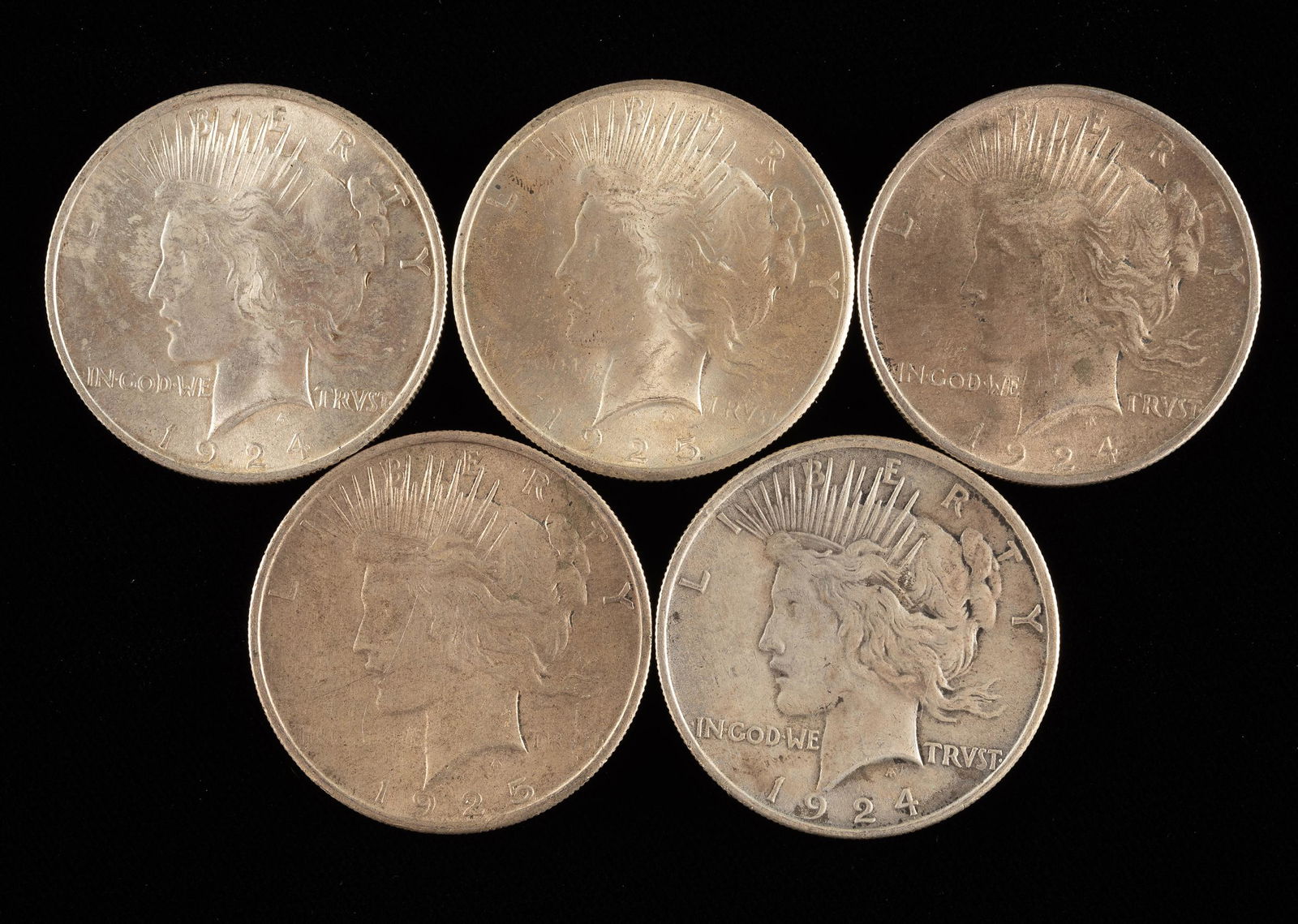 5 Peace Silver Dollars (1 of 2)