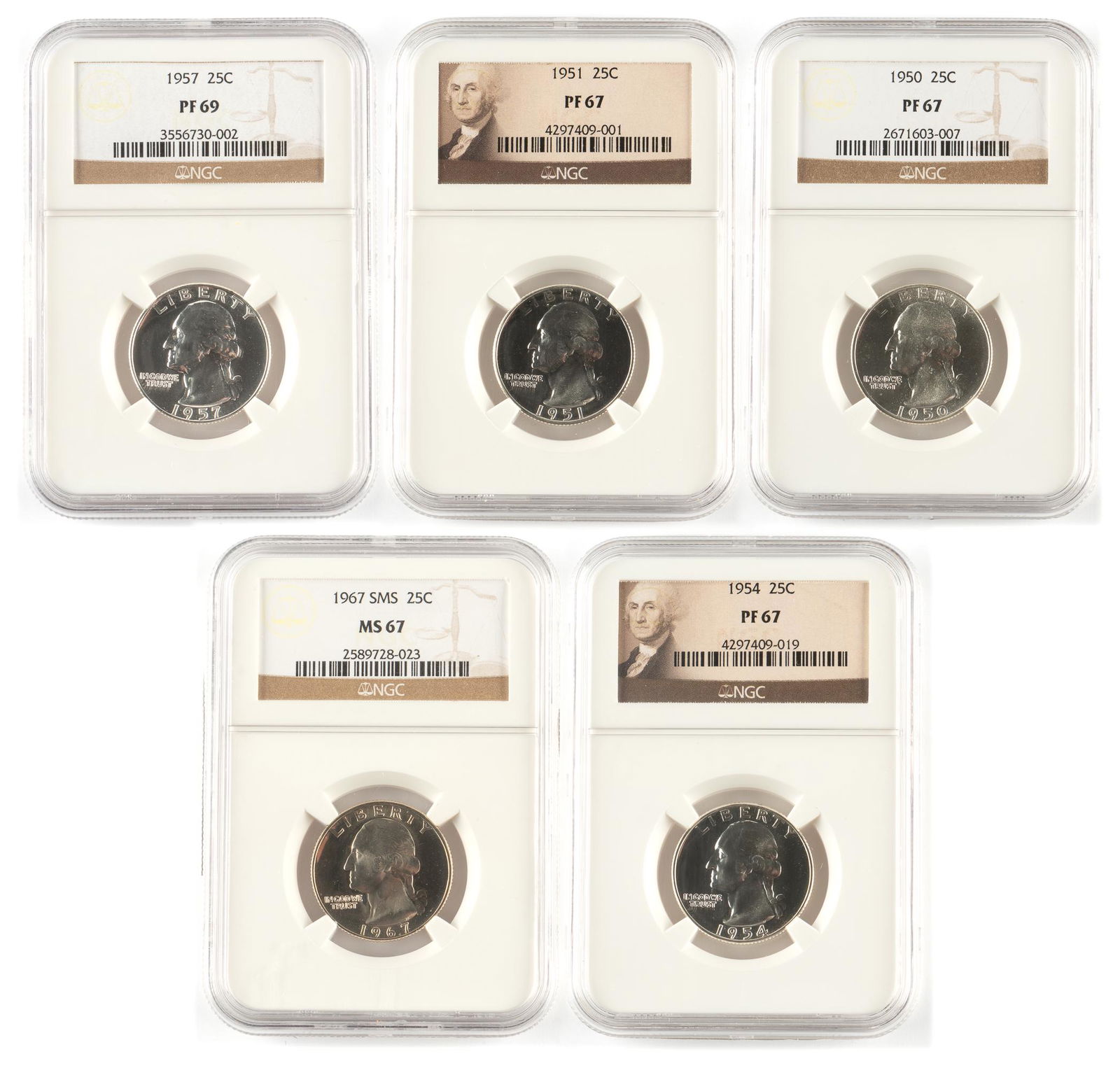 5 NGC Graded Washington Quarters MS67, PF67, PF69 (1 of 11)