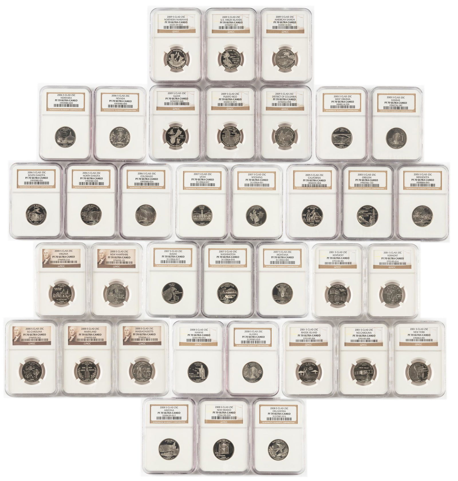 36 Clad State Quarters & Territories NGC PF70 UC (1 of 15)