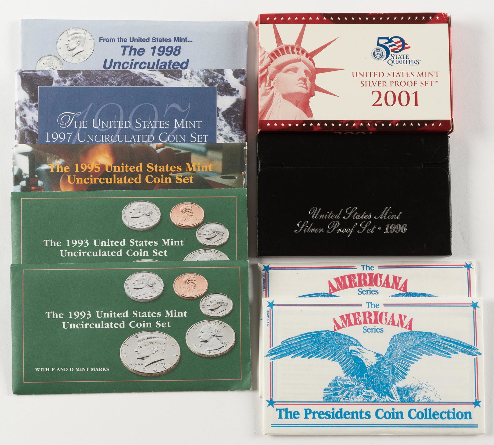 10 Coin Items Incl 1996 & 2001 Silver Proof Sets (1 of 2)